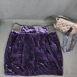🌌Velvety purple pleated skirt with slip!💜🖤